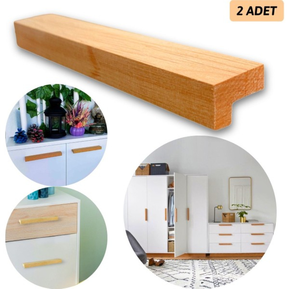 Palwin 2 Adet Modern Tasarım Çekmece Dolap Kulpu, Masif Ahşap Kulp, Mobilya Mutfak Dolabı Kulpları - 12.8 cm Nalburiye & Hırdavat Fiyatı