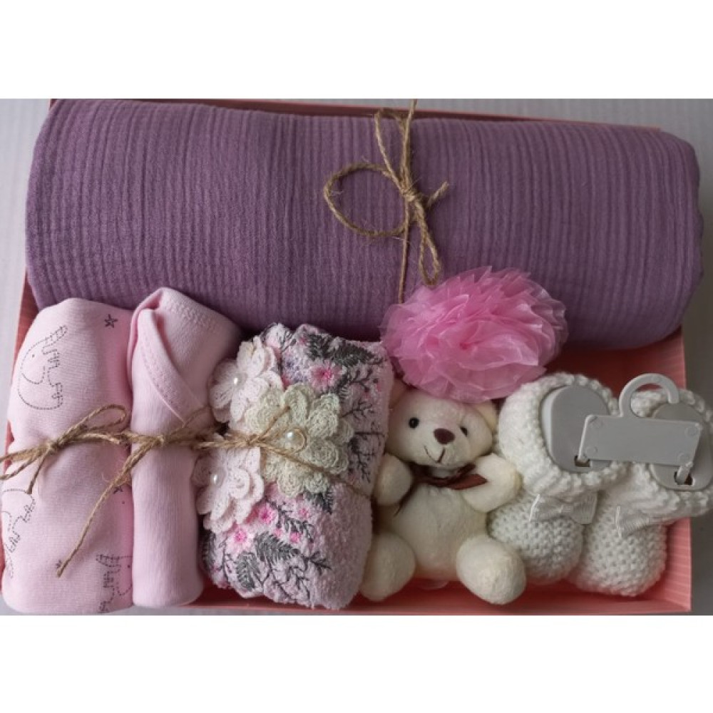 Pambiq Bebe Mor Bürümcük Muslin Battaniye 5 Parça Hastane Çıkışı Hediye Paketi Bebek Beslenme Gereçleri Fiyatı