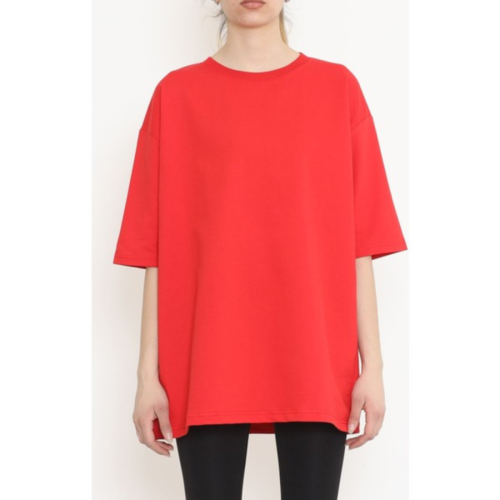 Pameran Iki Iplik Salaş T-Shirt Kırmızı - 152398.105. Bayan T-shirt Fiyatı