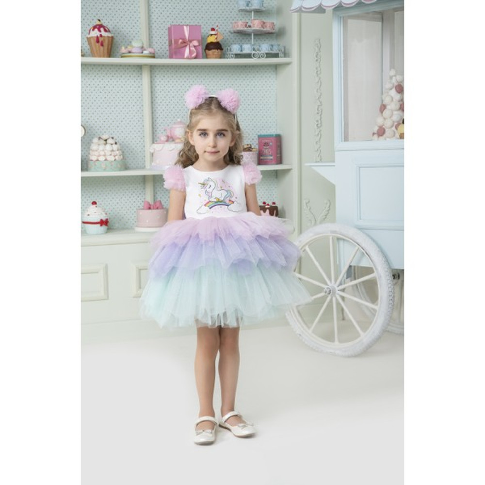 Pamina Kız Bebek Unicorn Baskılı Parti Elbisesi Bebek Elbisesi Fiyatı