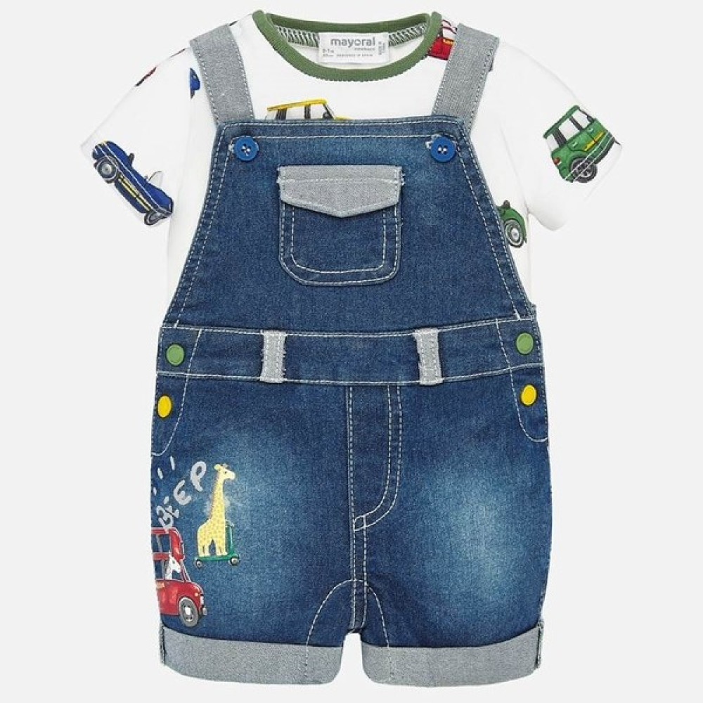 Pamina Mayoral Erkek Bebek Denim Salopet Tişört 2 Li Set Bebek Tulumu Fiyatı