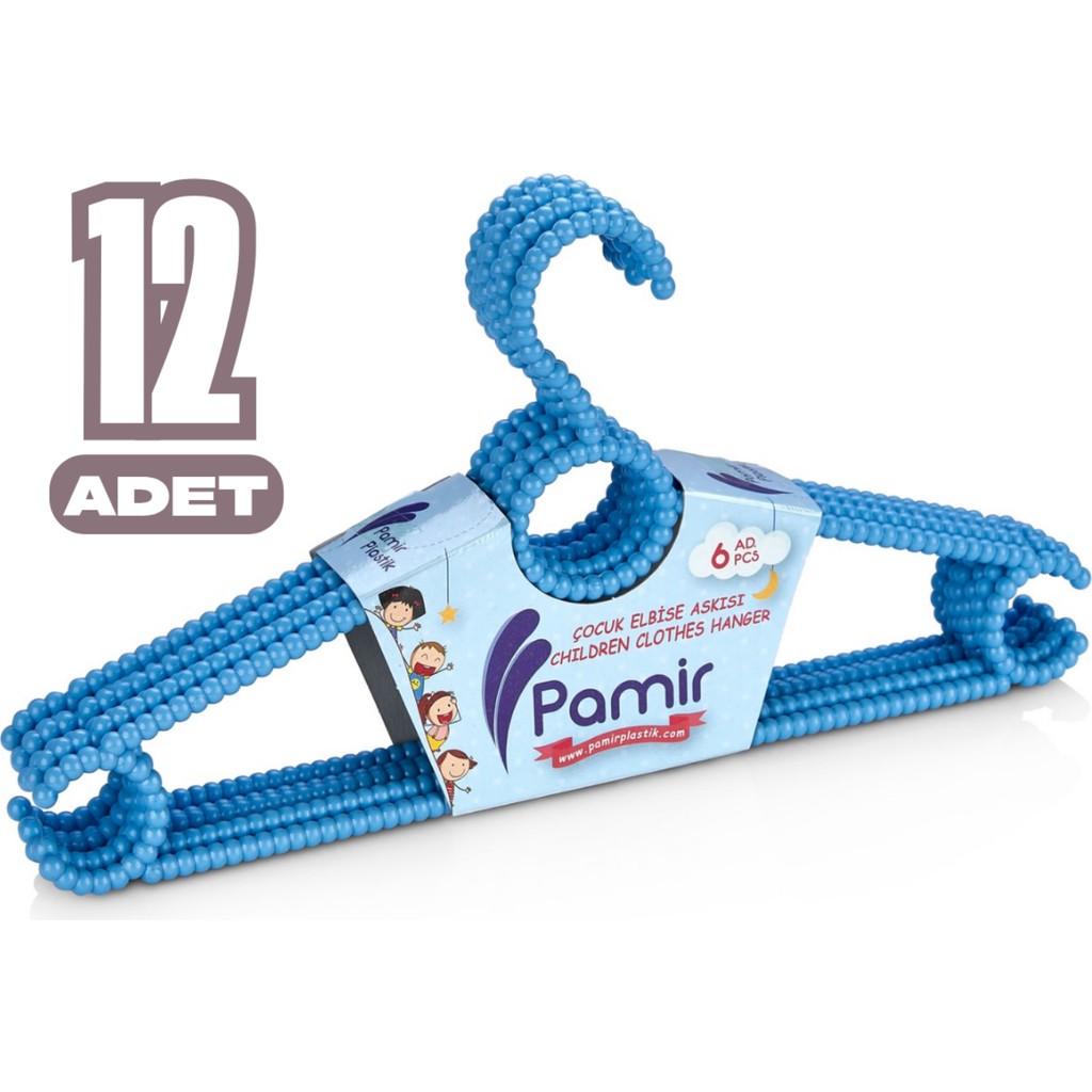 Pamir 12 Adet Boncuk Çocuk ve Bebek Kıyafet Askısı Elbise Askısı - Mavi Bebek Odası Tekstili Fiyatı