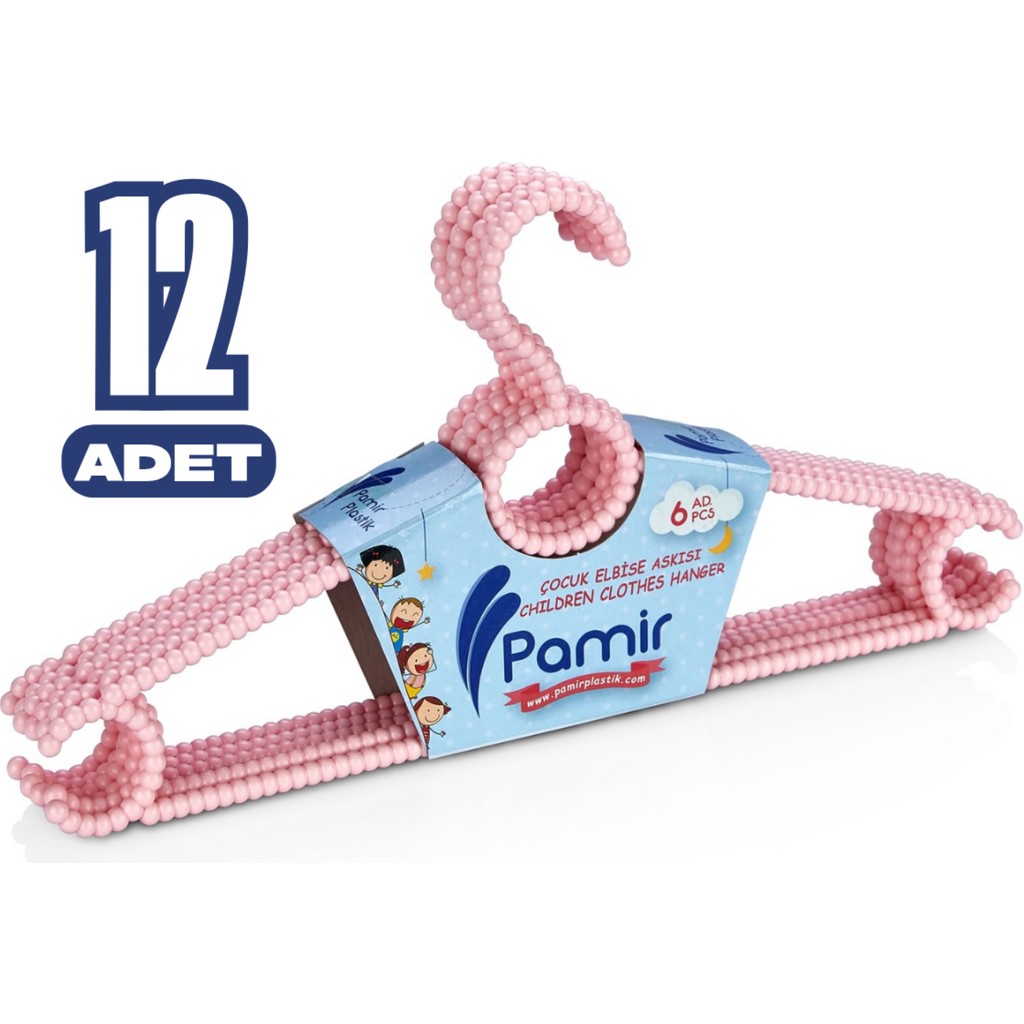 Pamir 12 Adet Boncuk Çocuk ve Bebek Kıyafet Askısı Elbise Askısı - Pembe Bebek Odası Tekstili Fiyatı