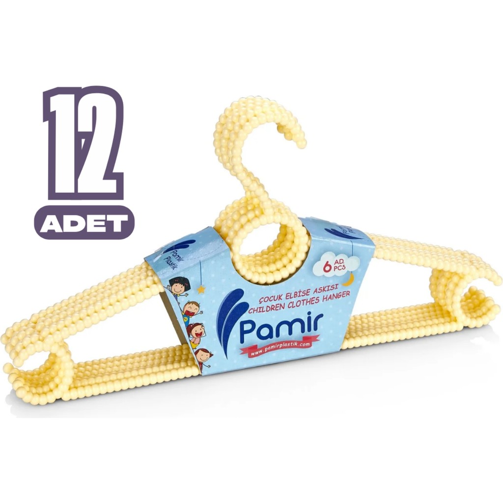 Pamir 12 Adet Boncuk Çocuk ve Bebek Kıyafet Askısı Elbise Askısı - Sarı Bebek Odası Tekstili Fiyatı