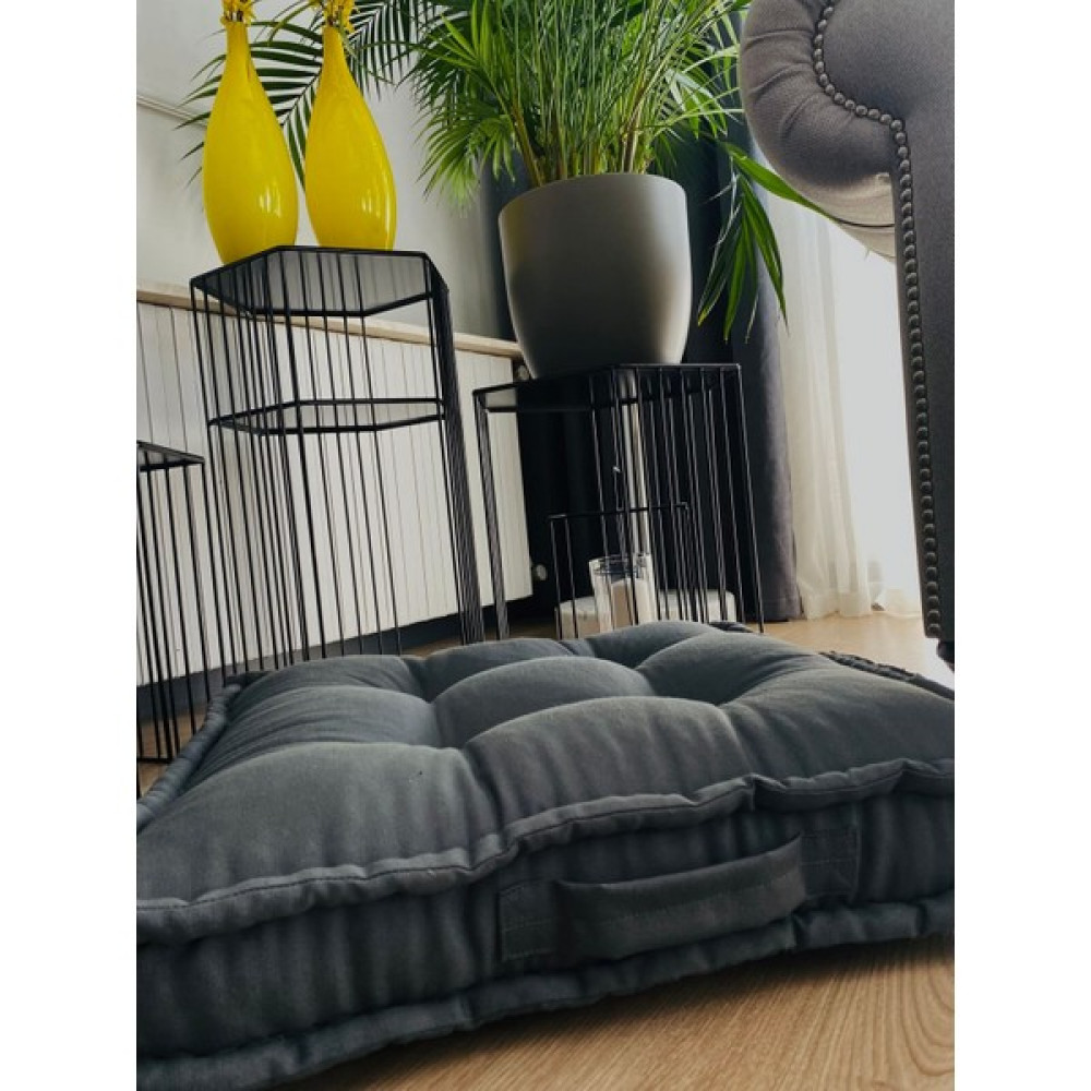 Pamuk Atölyesi Antrasit Bisküvi Yer Minderi - Palet Minder - 60 x 60 cm Salon & Oturma Odası Tekstili Fiyatı