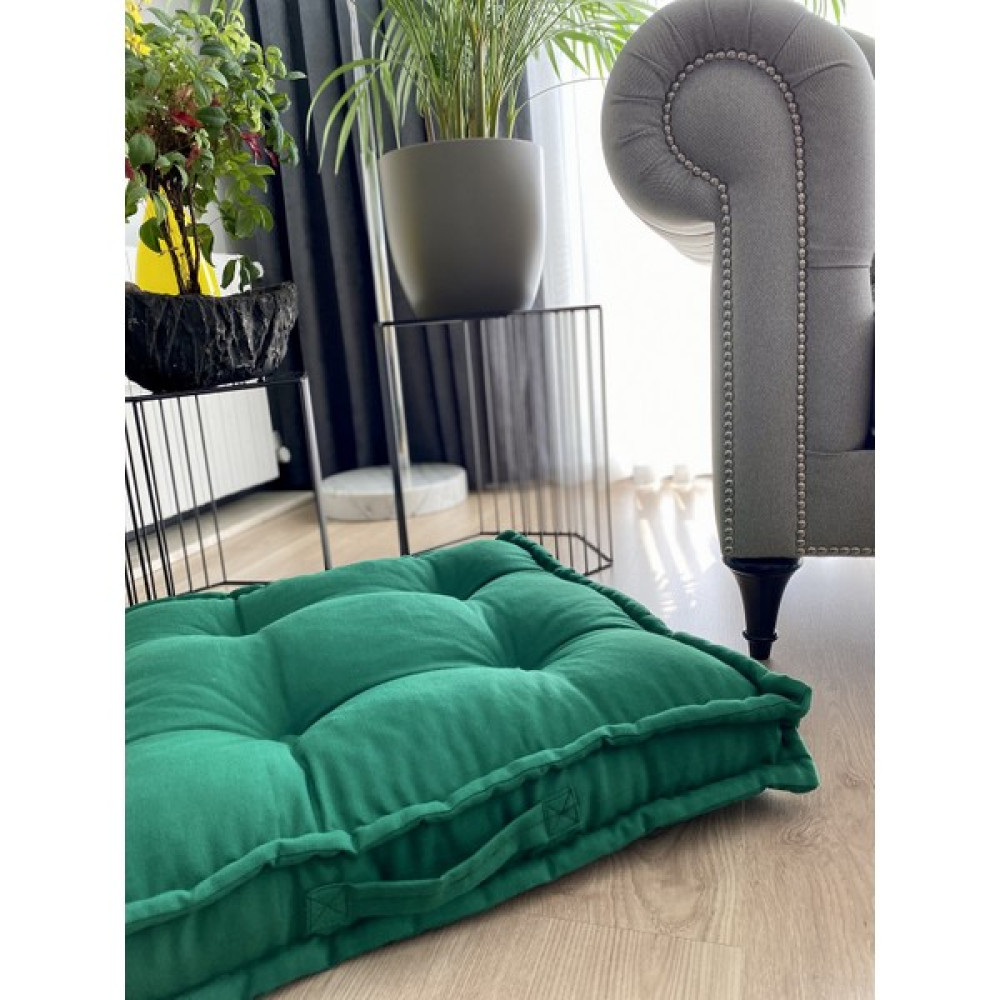 Pamuk Atölyesi Koyu Yeşil Bisküvi Yer Minderi - Palet Minder - 60 x 60 cm Salon & Oturma Odası Tekstili Fiyatı