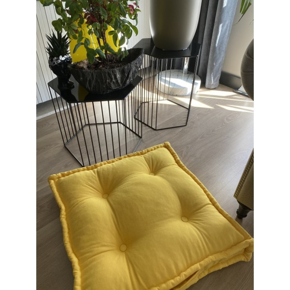 Pamuk Atölyesi Sarı Bisküvi Yer Minderi & Palet Minder - 60 x 60 cm Salon & Oturma Odası Tekstili Fiyatı