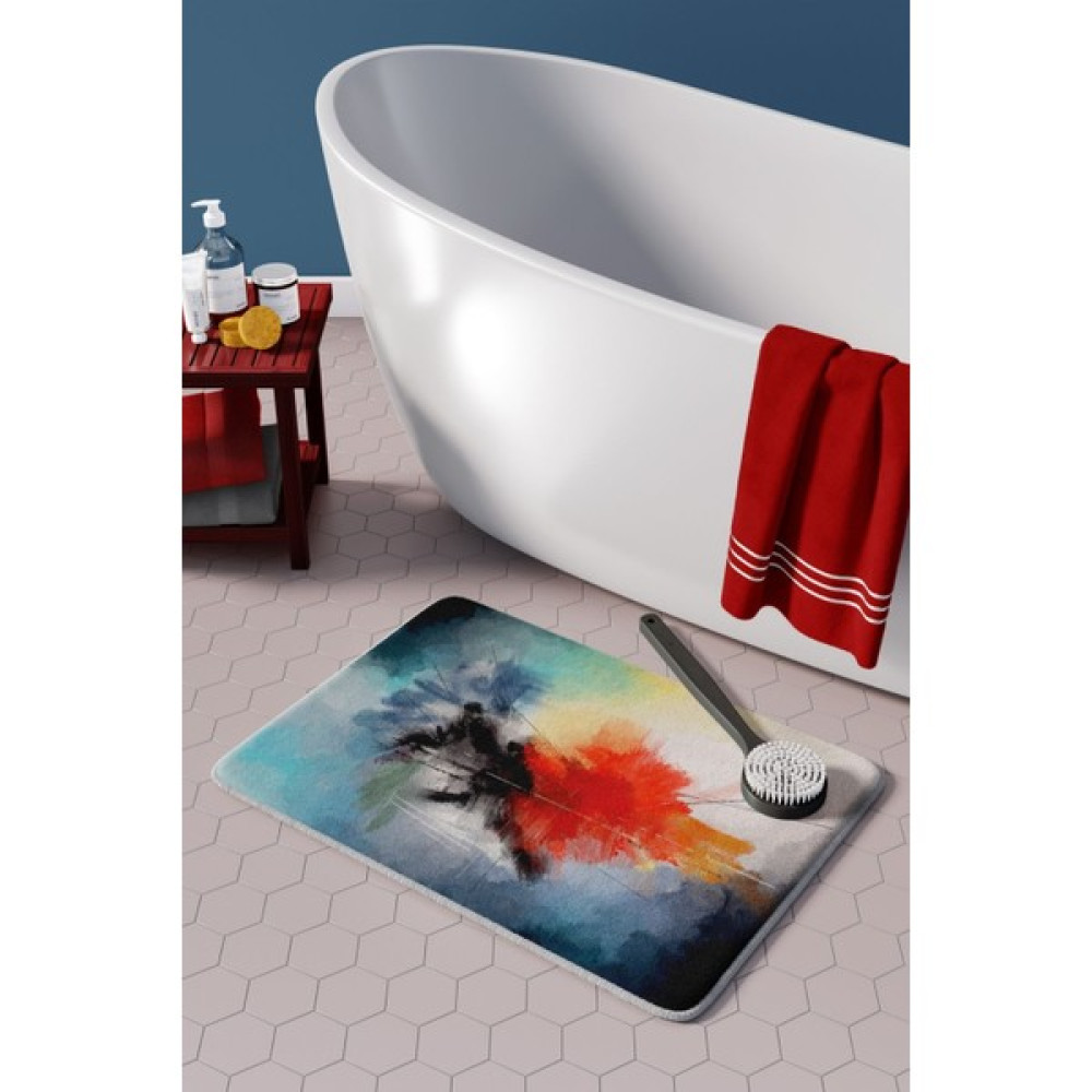 PAMUK HALI Anti-Slip Koku Yapmaz Yıkanabilir 2li Banyo Seti , Klozet Takimi , Banyo Halısı ,paspas Takimı 40X60 - 60X100 PMPP0006 - Renkli Klozet Takımı Fiyatı
