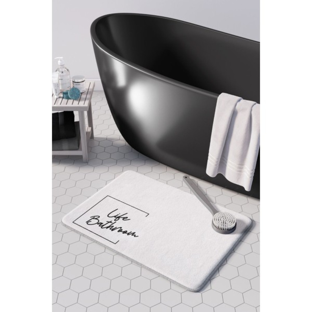 Pamuk Halı Anti-Slip Koku Yapmaz Yıkanabilir 2li Banyo Seti , Klozet Takimi , Banyo Halısı ,paspas Takimı 40X60 - 60X100 PMPP00064 - Beyaz Klozet Takımı Fiyatı