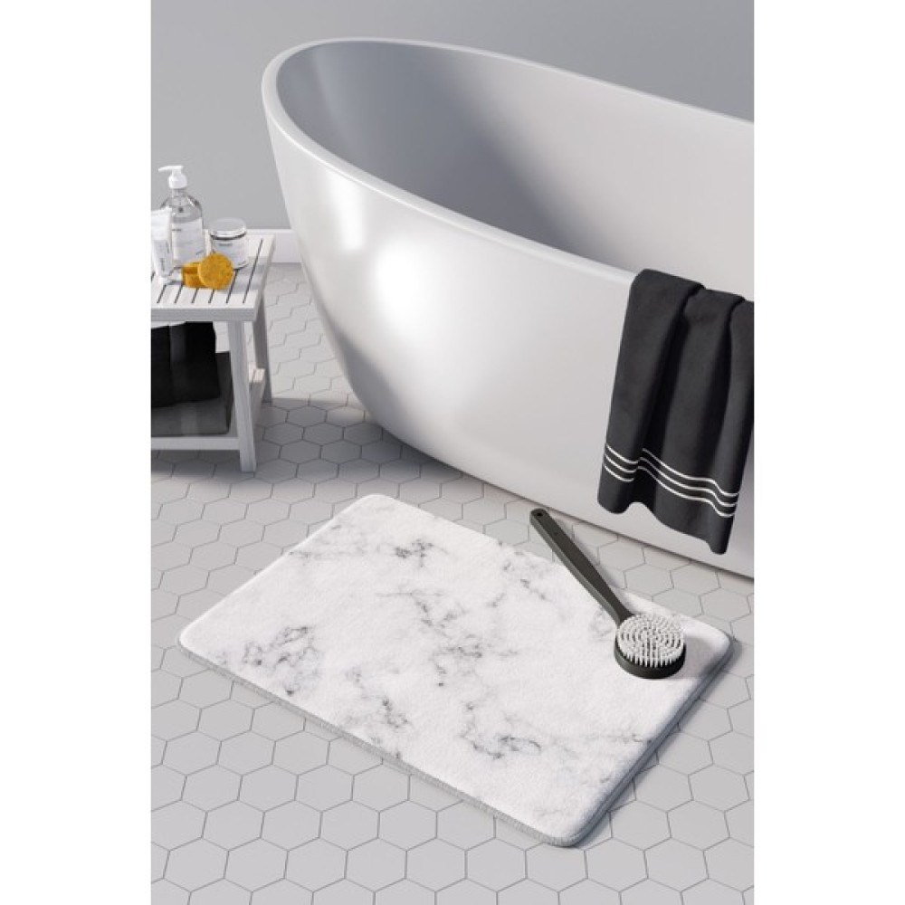 PAMUK HALI Anti-Slip Koku Yapmaz Yıkanabilir 2li Banyo Seti , Klozet Takimi , Banyo Halısı ,paspas Takimı 40X60 - 60X100 PMPP0008 - Beyaz Klozet Takımı Fiyatı