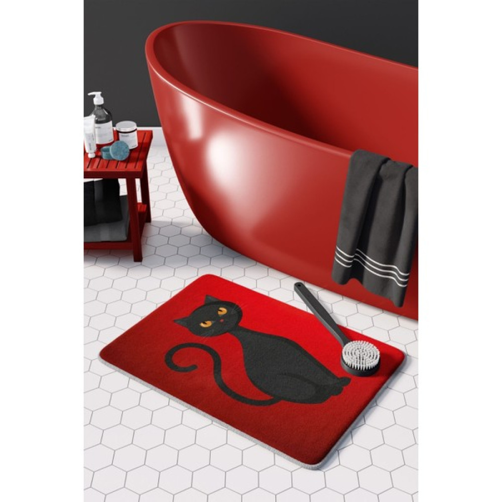 Pamuk Halı Anti-Slip Koku Yapmaz Yıkanabilir 2li Banyo Seti , Klozet Takimi , Banyo Halısı ,paspas Takimı 40X60 - 60X100 PMPP00080 - Kırmızı Klozet Takımı Fiyatı