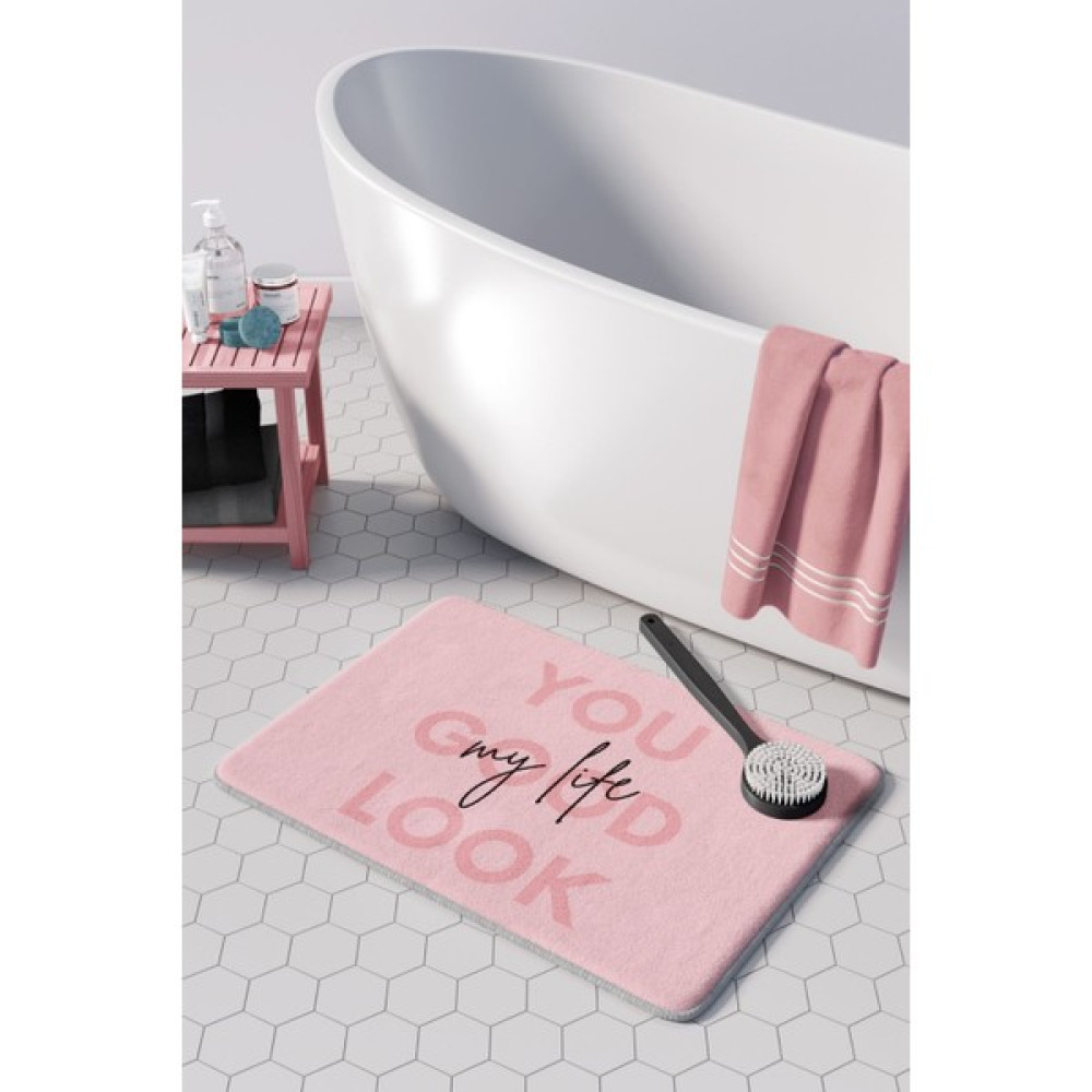Pamuk Halı Anti-Slip Koku Yapmaz Yıkanabilir 2li Banyo Seti , Klozet Takimi , Banyo Halısı ,paspas Takimı 40X60 - 60X100 PMPP00089 - Pudra Klozet Takımı Fiyatı