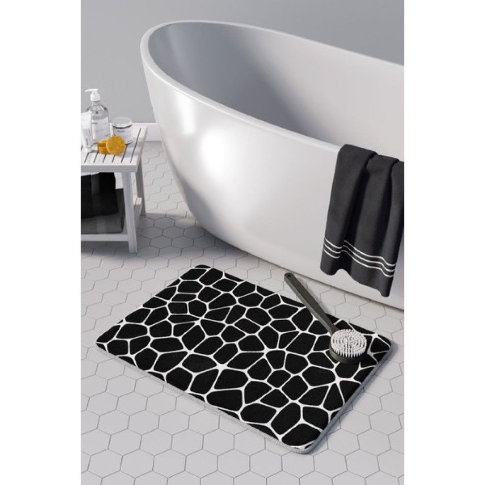 PAMUK HALI Anti-Slip Koku Yapmaz Yıkanabilir 2li Banyo Seti , Klozet Takimi , Banyo Halısı ,paspas Takimı 40X60 - 60X100 PMPP0009 - Siyah Klozet Takımı Fiyatı