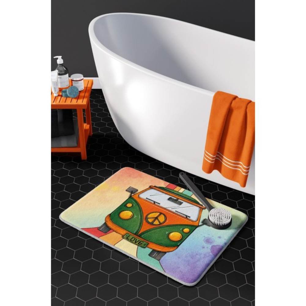Pamuk Halı Anti-Slip Koku Yapmaz Yıkanabilir 2li Banyo Seti , Klozet Takimi , Banyo Halısı ,paspas Takimı 40X60 - 60X100 PMPP00091 - Renkli Klozet Takımı Fiyatı