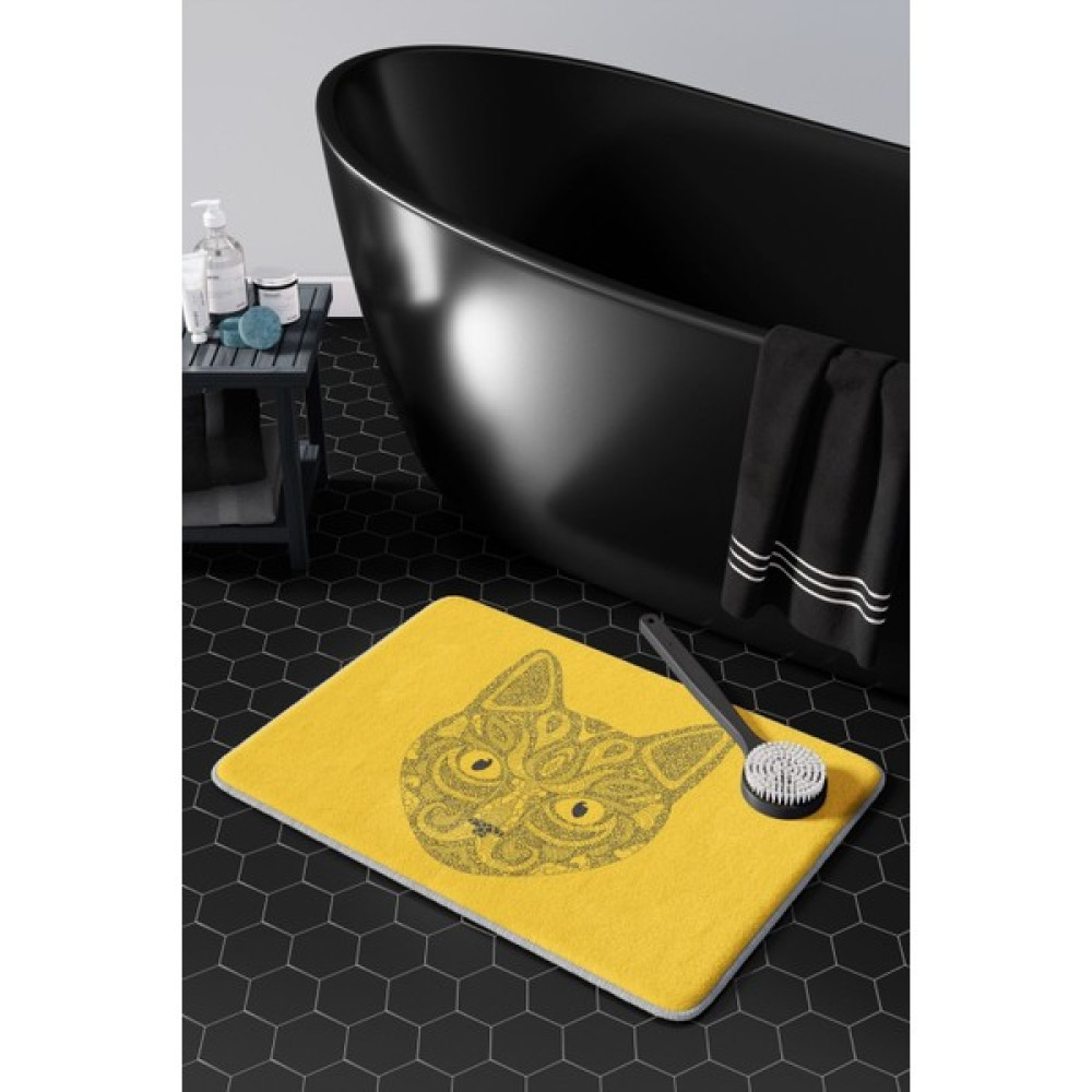 PAMUK HALI Anti-Slip Koku Yapmaz Yıkanabilir 2li Banyo Seti , Klozet Takimi , Banyo Halısı ,paspas Takimı - Sarı Klozet Takımı Fiyatı
