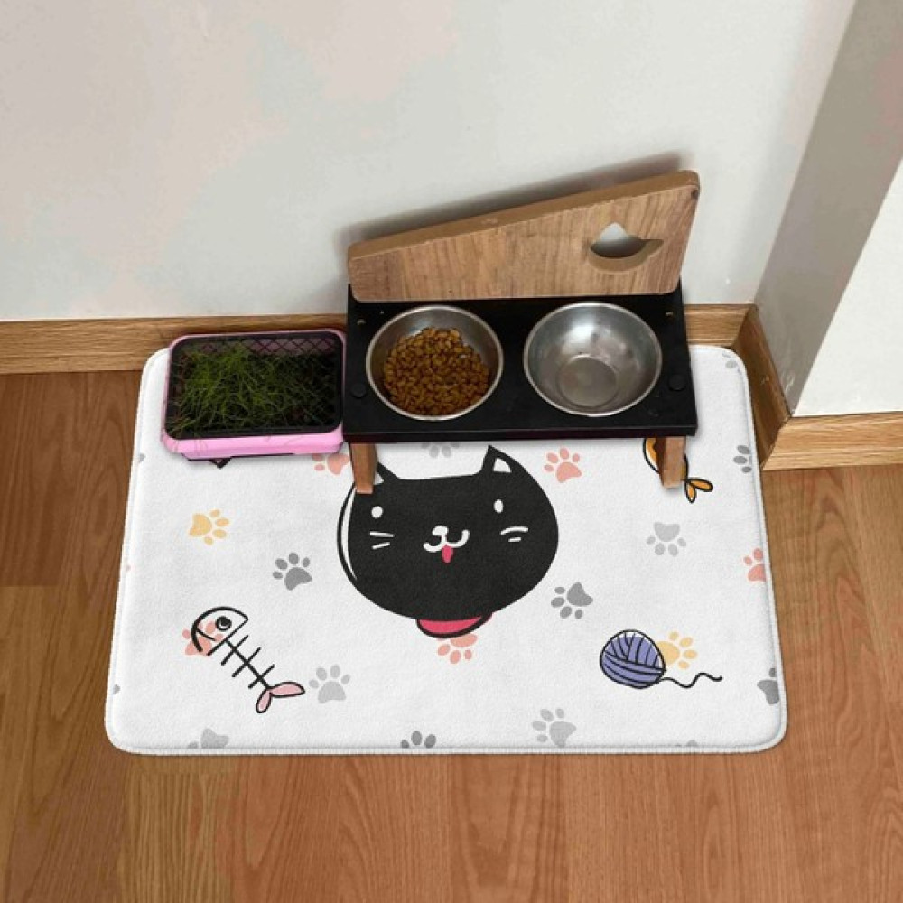 Pamuk Halı Evcil Hayvan Kedi Köpek Mama Paspası , Kedi Aksesuarları, Pet Aksesuarları PMPP00056 - Beyaz - 40 x 60 cm Paspas Fiyatı