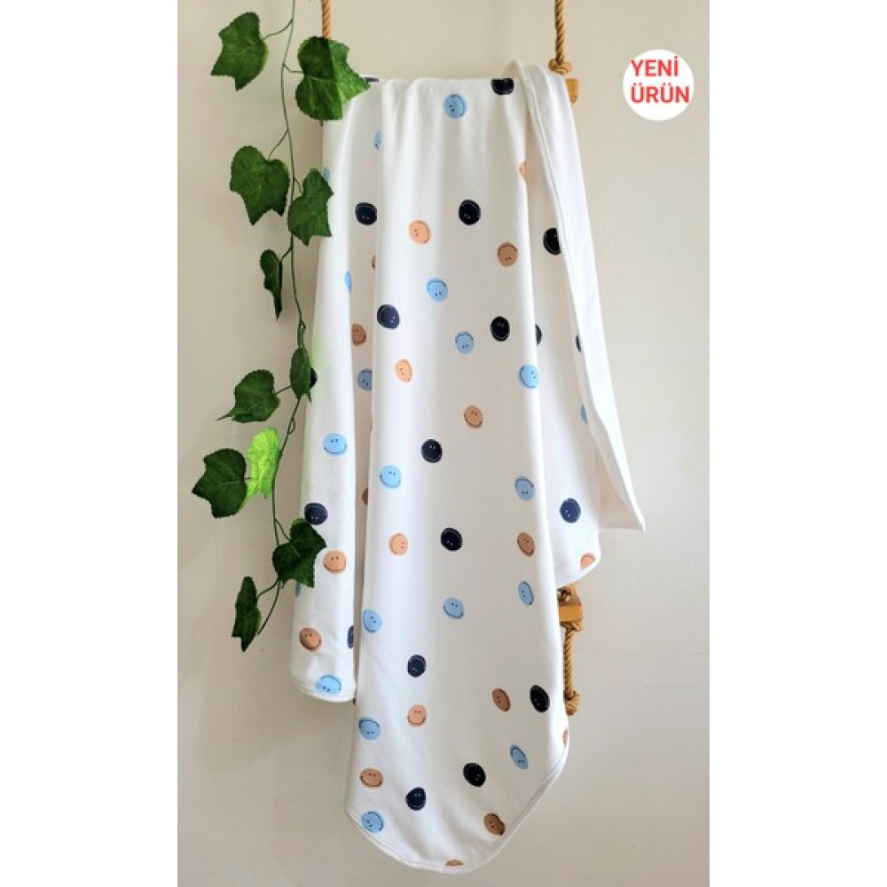 Pamuk Hanım Pamuklu Çift Katlı Penye Kız- Erkek Yenidoğan-Bebek Kundak Battaniyesi/ Emoji - 75 x 90 cm - Bej - Krem Battaniye Fiyatı