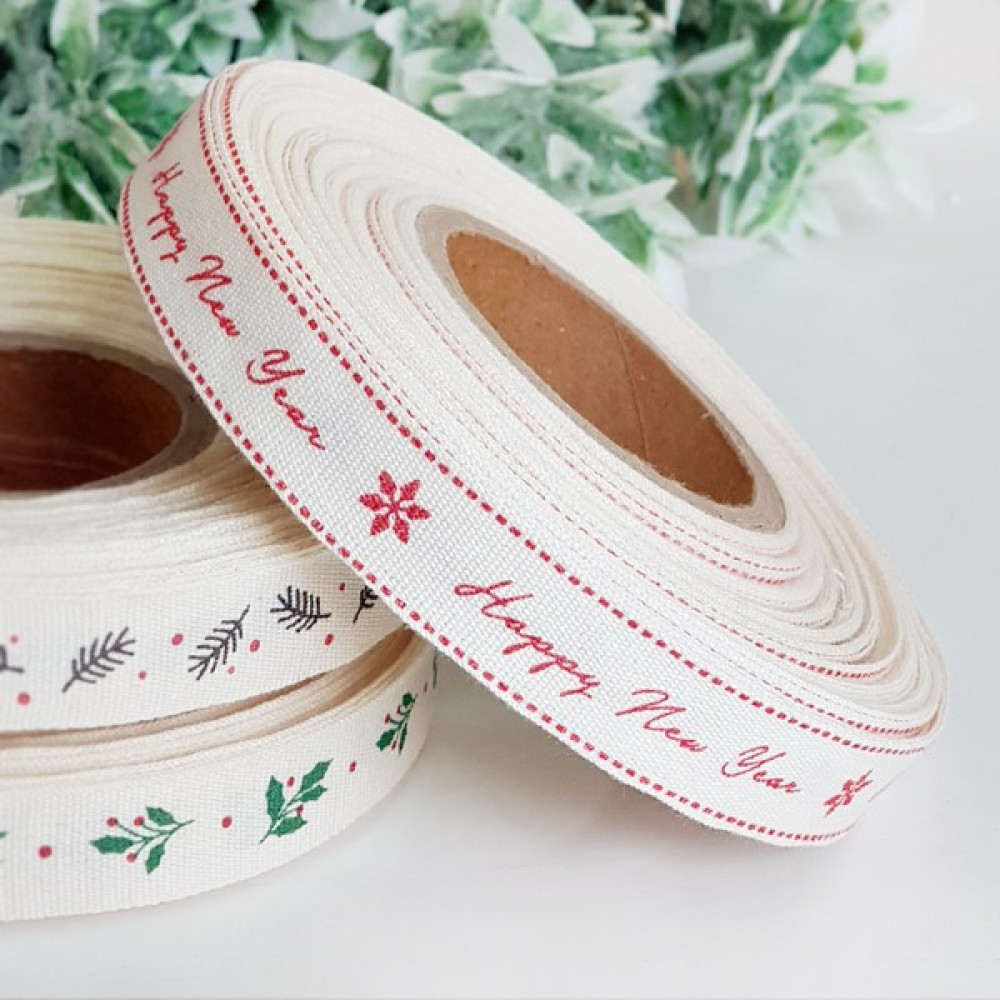 Pamuk şerit, happy new year, 1.5 cm 5 metre - Renkli Oyun & Hobi Fiyatı