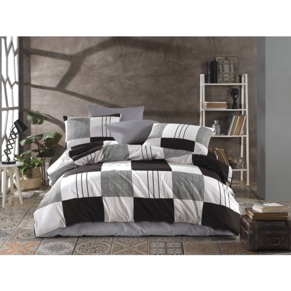 Pamuklu - Lastikli Çarşaflı Nevresim Takımı Çift Kişilik Miran-Gri - Füme - Gri - 200 x 220 cm Nevresim Takımı Fiyatı