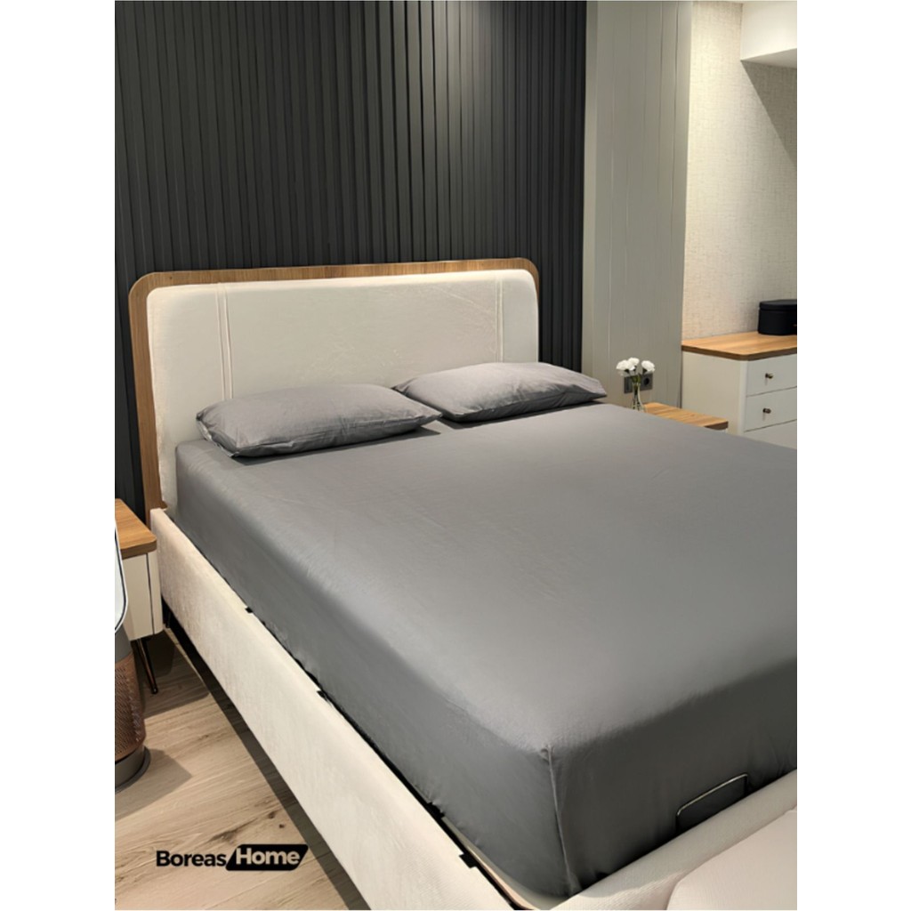 Pamuklu Ranforce Gri Çift Kişilik Lastikli Çarşaf Seti (160X200) 2 Adet Yastık Kılıfı - 160 x 200 cm Yastık Kılıfı Fiyatı