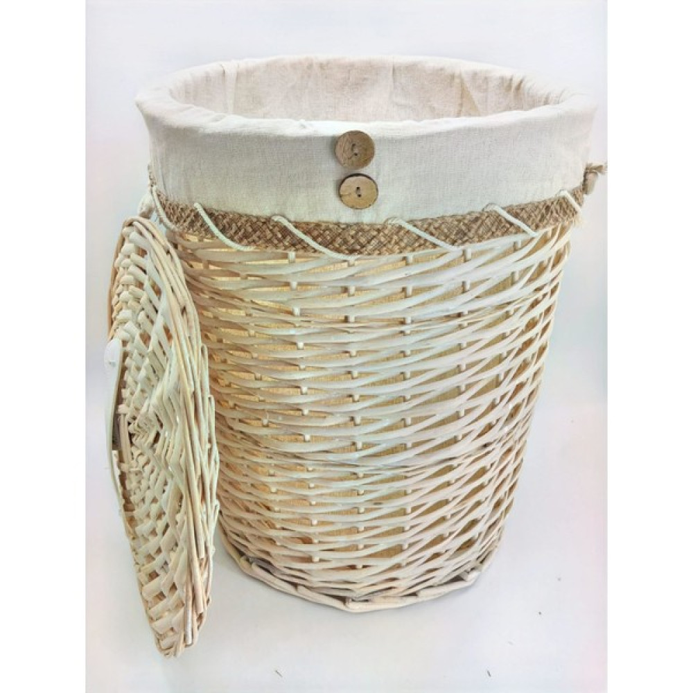 Panalı Düğme Detaylı Natural Küçük Boy Çamaşır Sepeti PNL-10248 Sepet Fiyatı