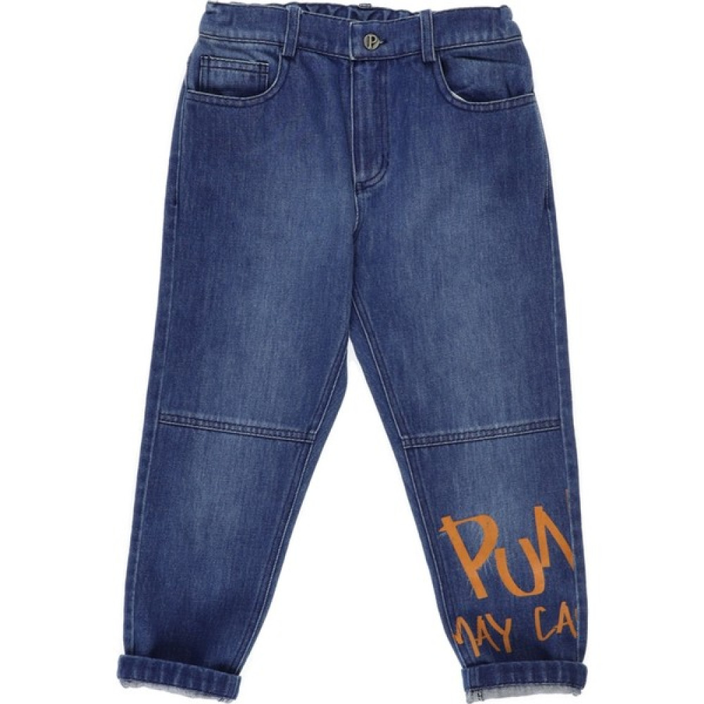 Panço Erkek Çocuk Paçası Yazı Baskılı Denim Pantolon Erkek Çocuk Pantolon Fiyatı