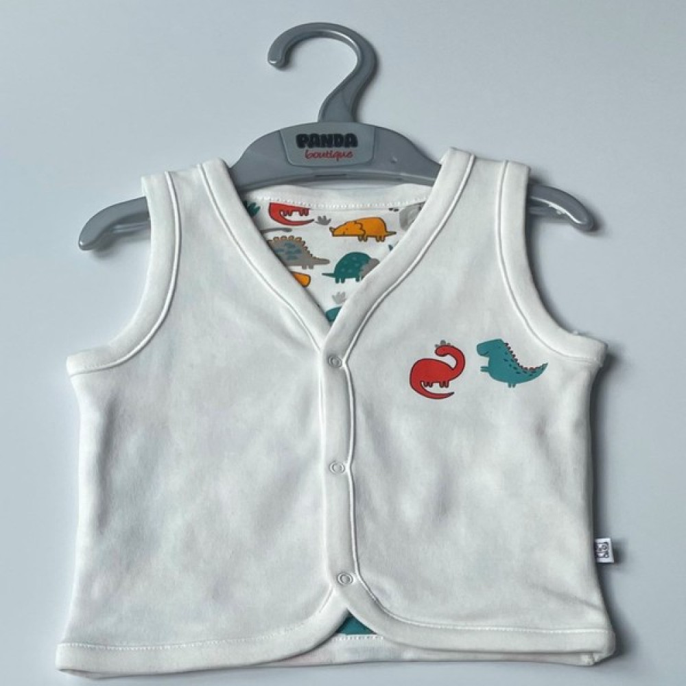 Panda Boutique Oeko-Tex Class 1sertifikalı Erkek Bebek Yelek, Çift Taraf Kullanımlı-Doubleface 100%COTTON Çıtçıtlı Bebek Yeleği Fiyatı