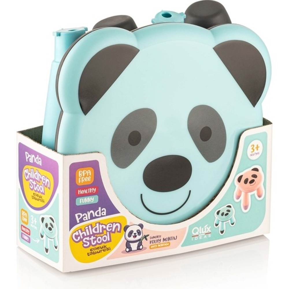 Panda Renkli Sevimli Çoçuk Taburesi - L 297 - Açık Mavi Bebek Odası Tekstili Fiyatı