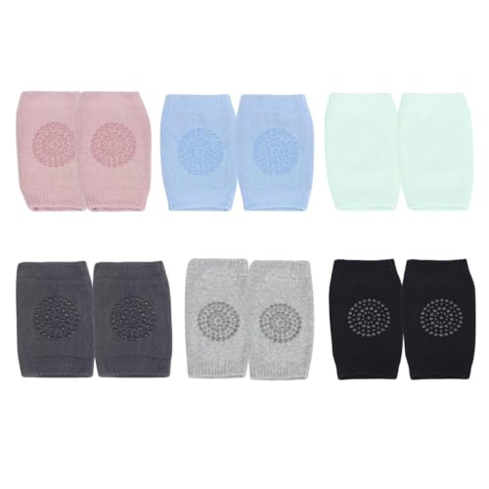 PandaEar Baby Crawling Knee Pads, 6 Pairs Non-Slip Knee Protectors for Infants & Toddlers 6-24 Months, Soft & Breathable Baby Knee Pads
