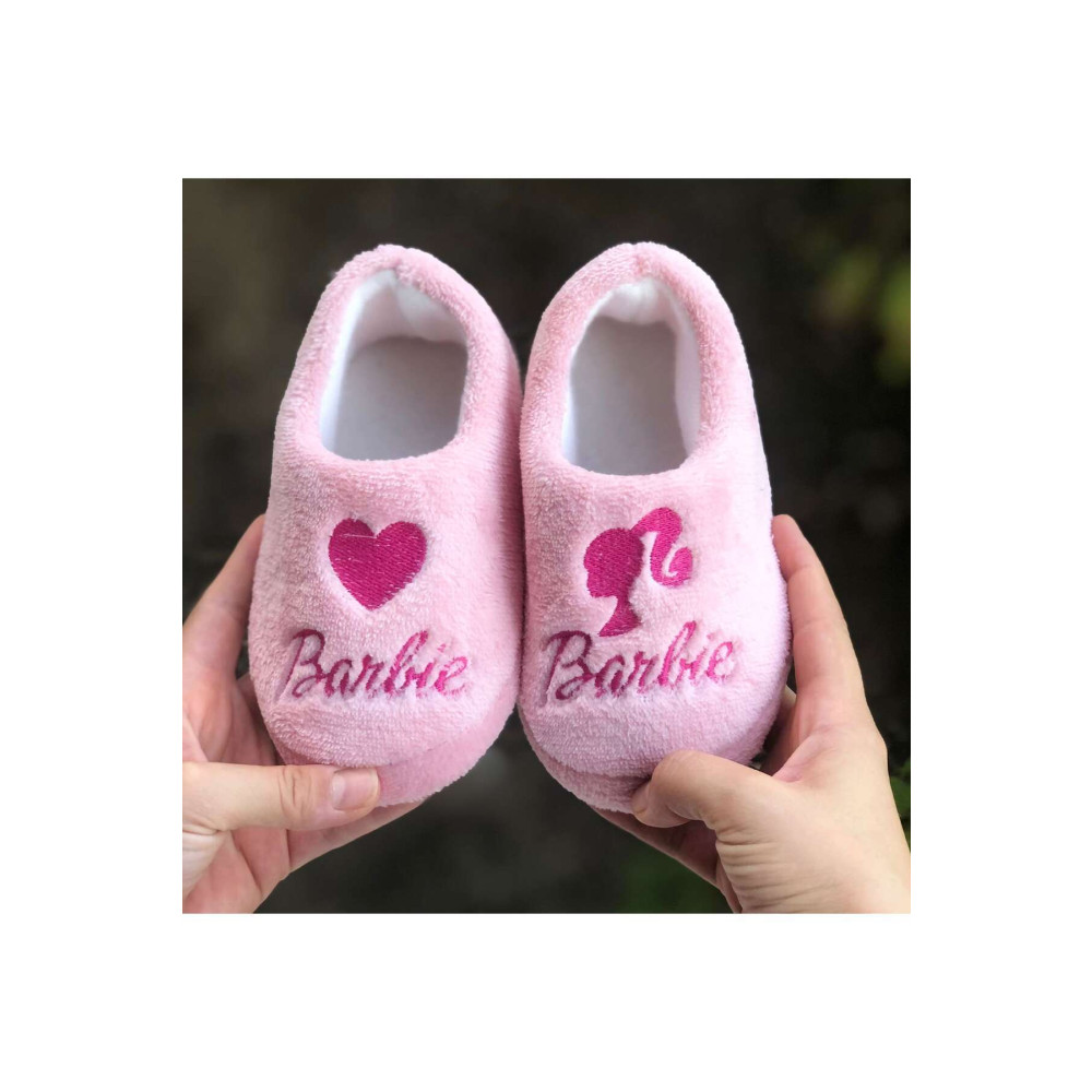 Pandalina Barbie kız Çocuk Panduf kaydırmaz taban anaokulu kreş ev ayakkabısı 21-22 Beden Kadın Terlikleri ve Sandaletleri Fiyatı
