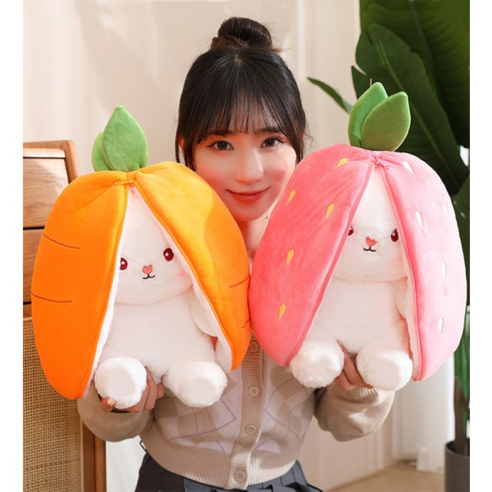 Pandamkee 18 cm Çilek Çantalı Tavşan - Pembe Beyaz Peluş Oyuncaklar Fiyatı