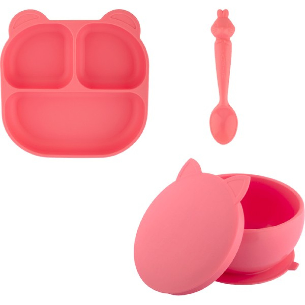 Pandish Baby Pandish Silikon Beslenme Seti -Pembe - Açık Pembe Mama Seti Fiyatı