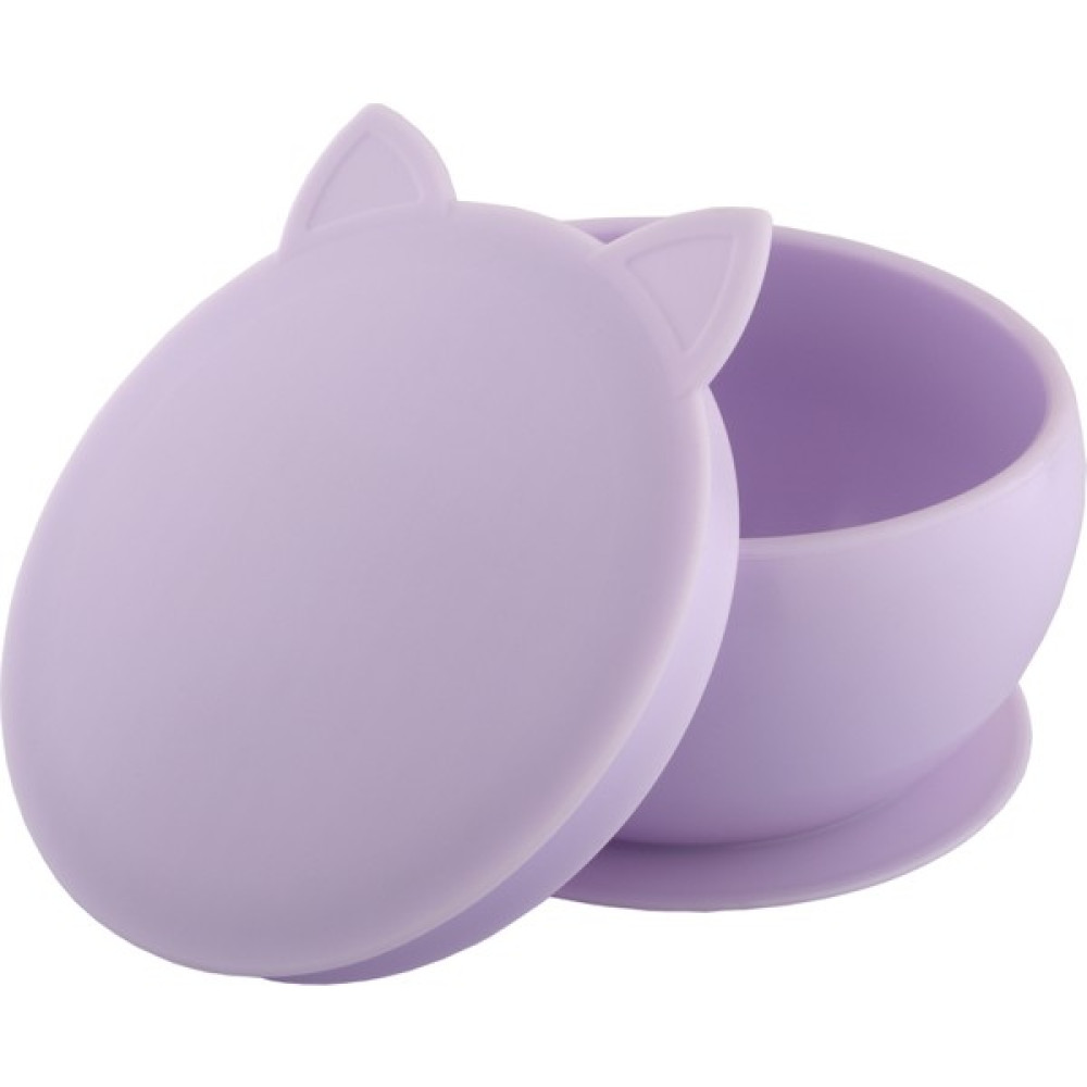 Pandish Kitten Vakum Tabanlı Kapaklı Silikon Kase Lilac - Lila Mama Seti Fiyatı