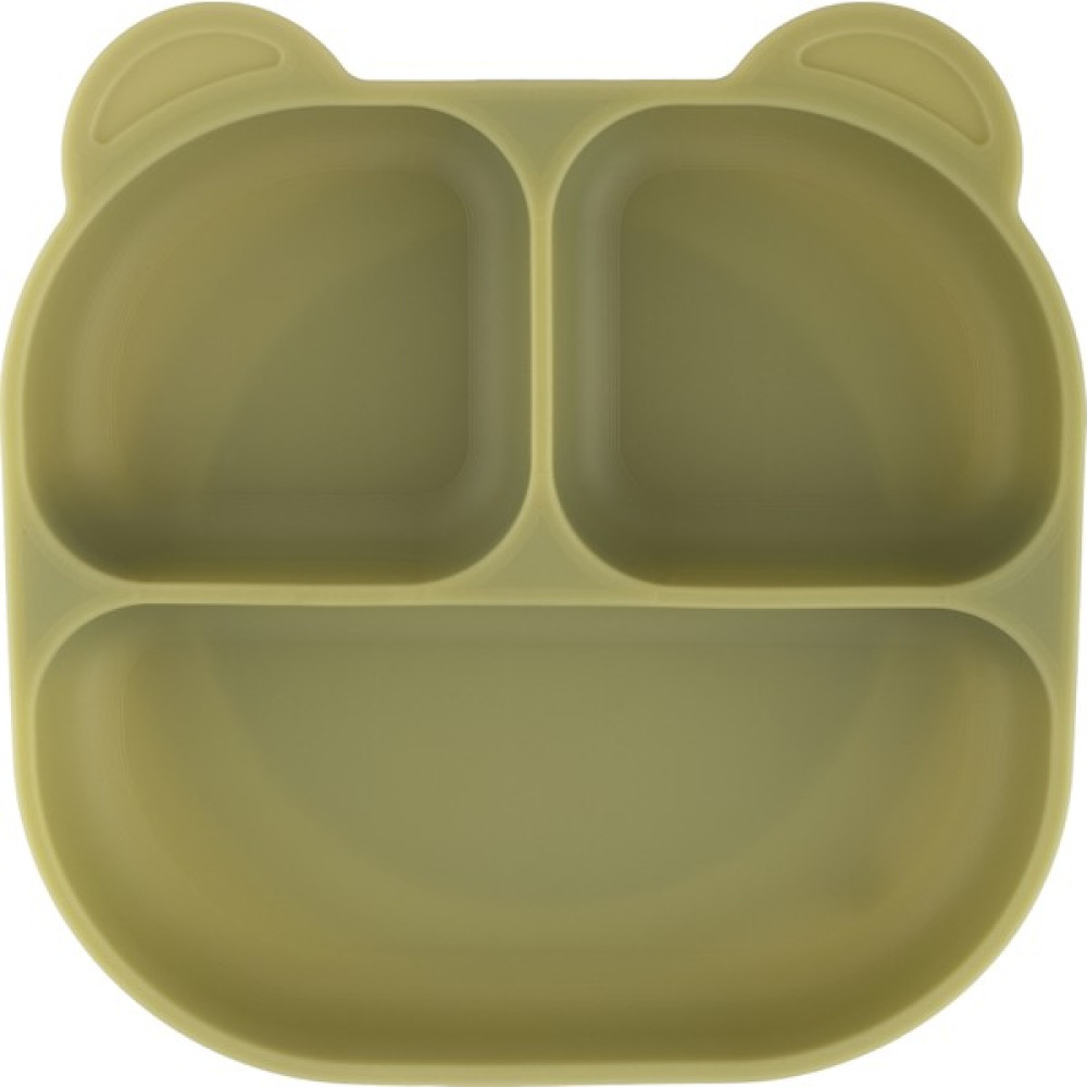 Pandish Mamma Vakum Tabanlı Silikon Mama Tabağı Olive Green - Yeşil Mama Seti Fiyatı