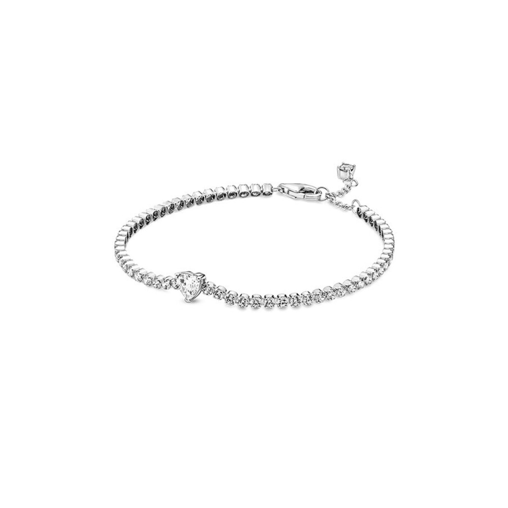 Pandora Işıltılı Kalp Tenis Bilezik 18 cm Beden Gümüş Bilezik Fiyatı