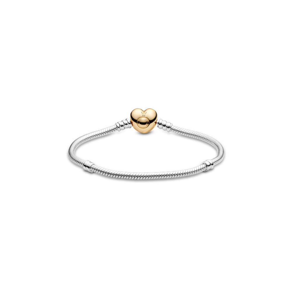 Pandora Moments 14 Ayar Altın Kaplama Kalp Klipsli Bileklik 21 cm Beden Gümüş Bilezik Fiyatı