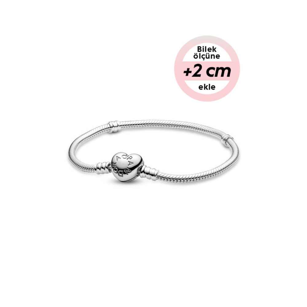 Pandora Moments Kalp Klipsli Bileklik 19 cm Beden Gümüş Bilezik Fiyatı