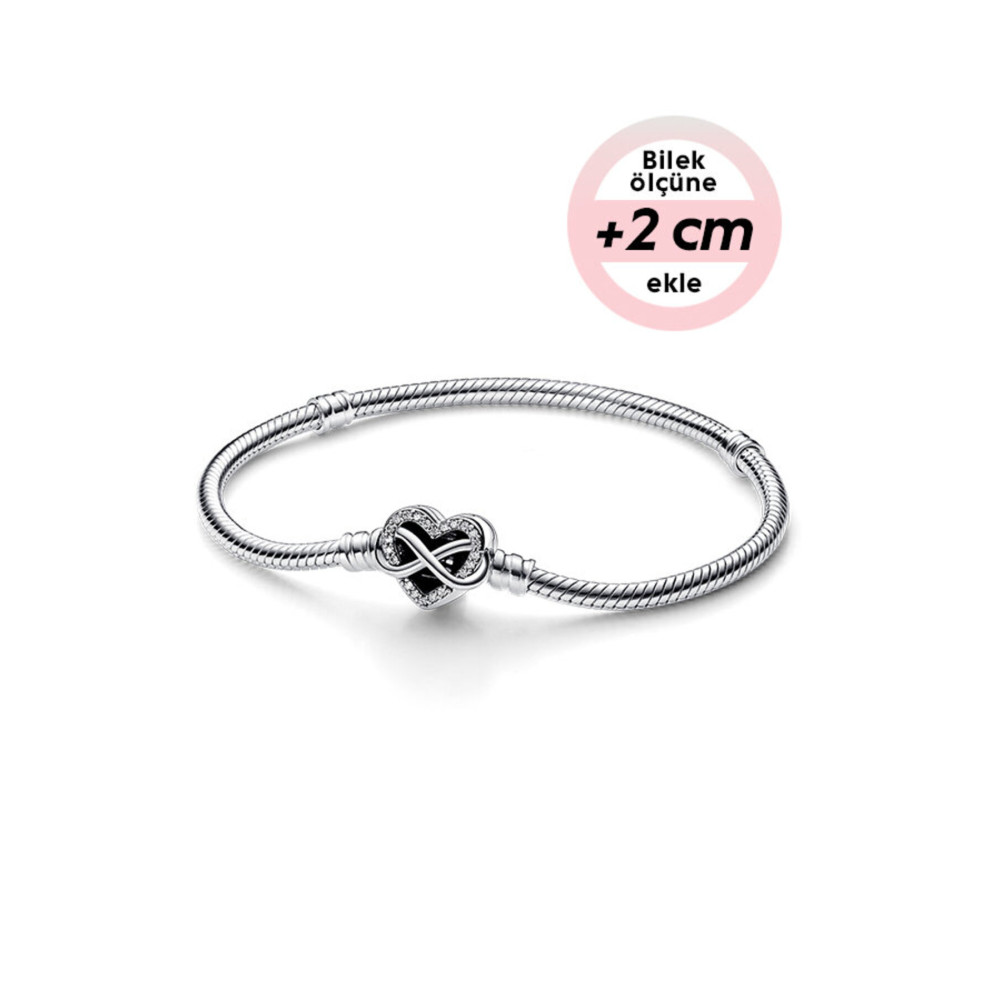 Pandora Moments Sonsuz Kalp Klipsli Yılan Zincir Bileklik 19 cm Beden Gümüş Bilezik Fiyatı