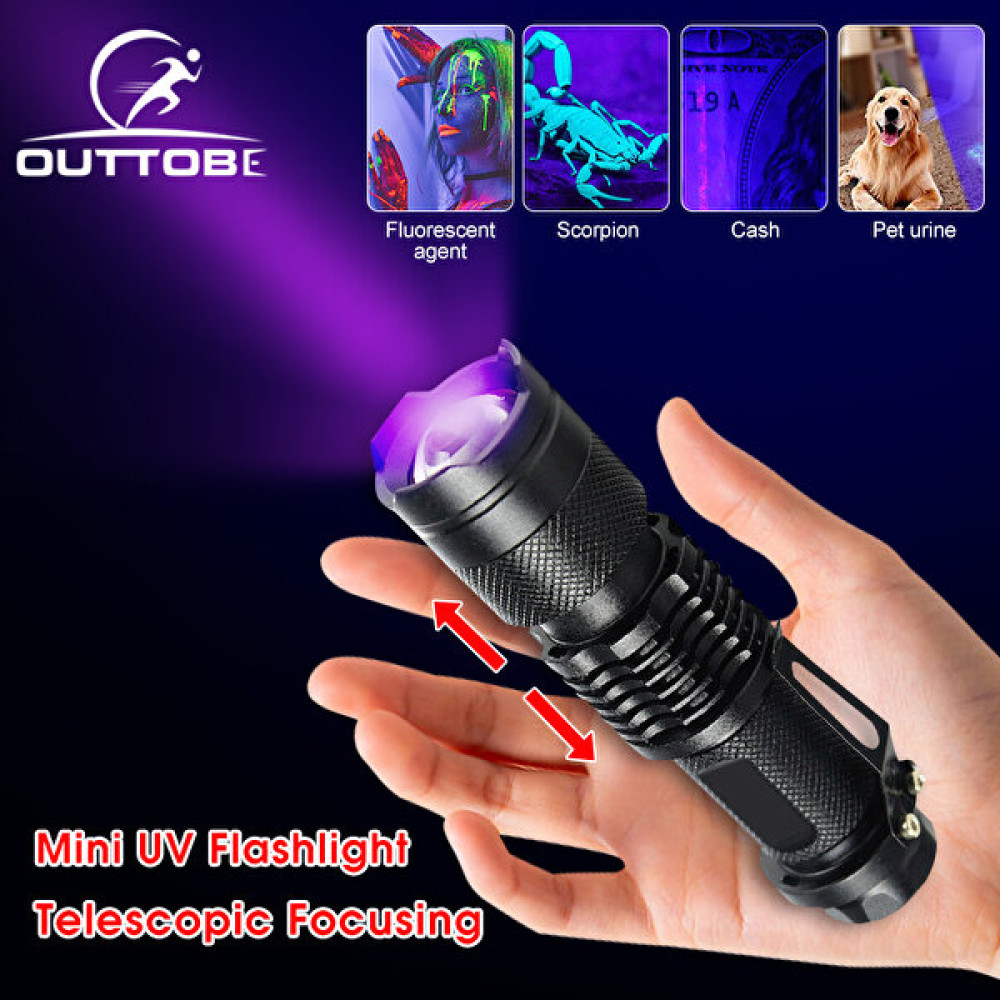 Pandoraplanet Outtobe Uv Işığı 395NM LED Siyah Işık Ahşap Lamba Teleskopik Odaklama Uv Işık Köpek Idrarı Için Taşınabilir El Feneri Evcil Hayvan Le... El Feneri Fiyatı