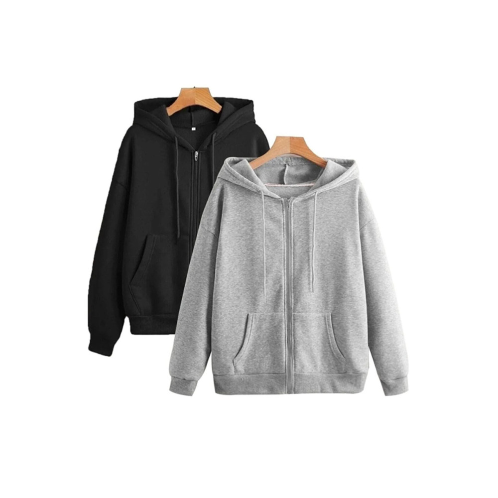 pandy 2li Siyah Ve Gri Renk Unisex Fermuarlı Mevsimlik Hırka / Sweatshirt 2XL Beden Bayan Sweatshirt Fiyatı