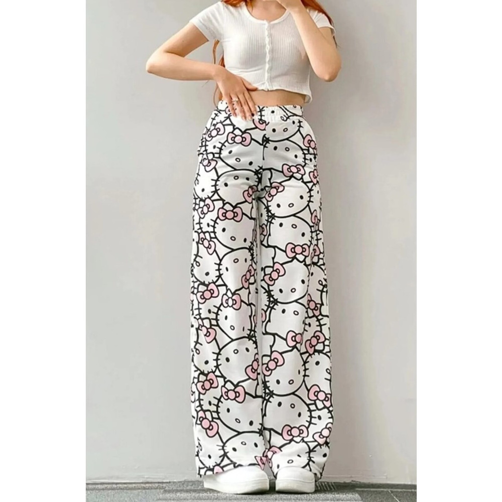 pandy Unisex Pembe Hello Kitty Cat Bol Paça Eşofman Altı L Beden Kadın Eşofman Fiyatı