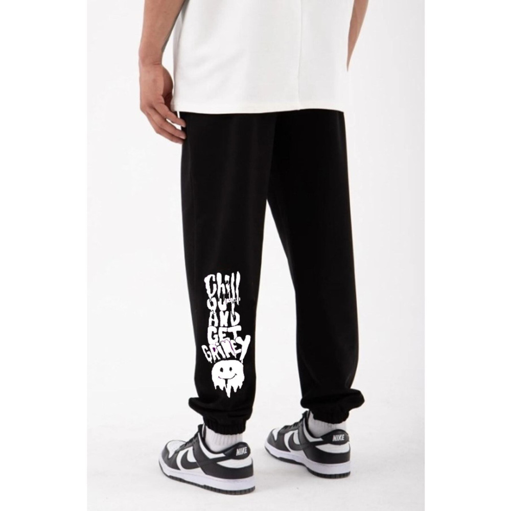 pandy Unisex Slimfit Siyah Paça Lastikli Chill Out Baskılı Eşofman Altı M Beden Kadın Eşofman Fiyatı
