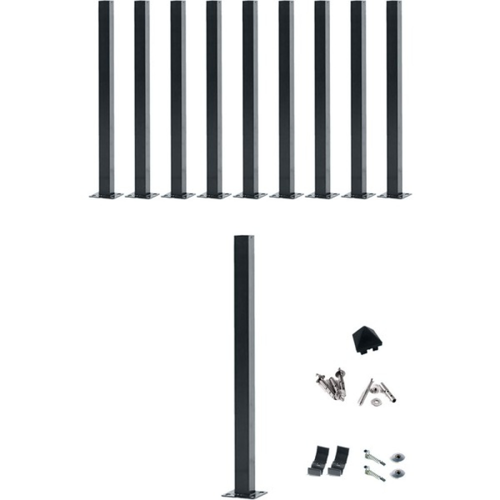 Panel Çit Market Panel Çit Direği 200 cm Antrasit Aksesuarlı (10 Adet) Bahçe Çiti Fiyatı