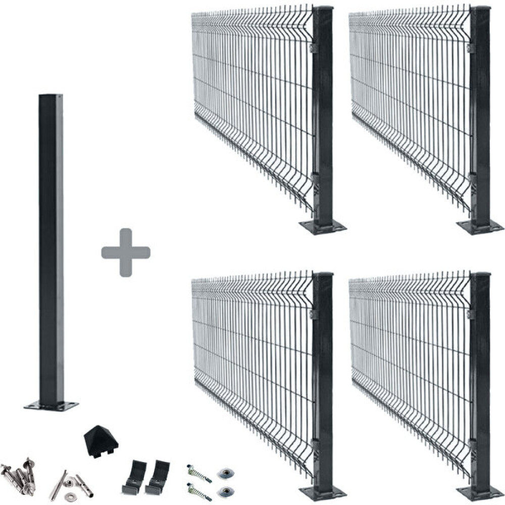 Panel Çit Market Pcm 4'lü Panel Çit Takım 120X250 cm Çift Telli Antrasit+ 1 Direk Avantaj Paketi (10 Metre) Bahçe Çiti Fiyatı