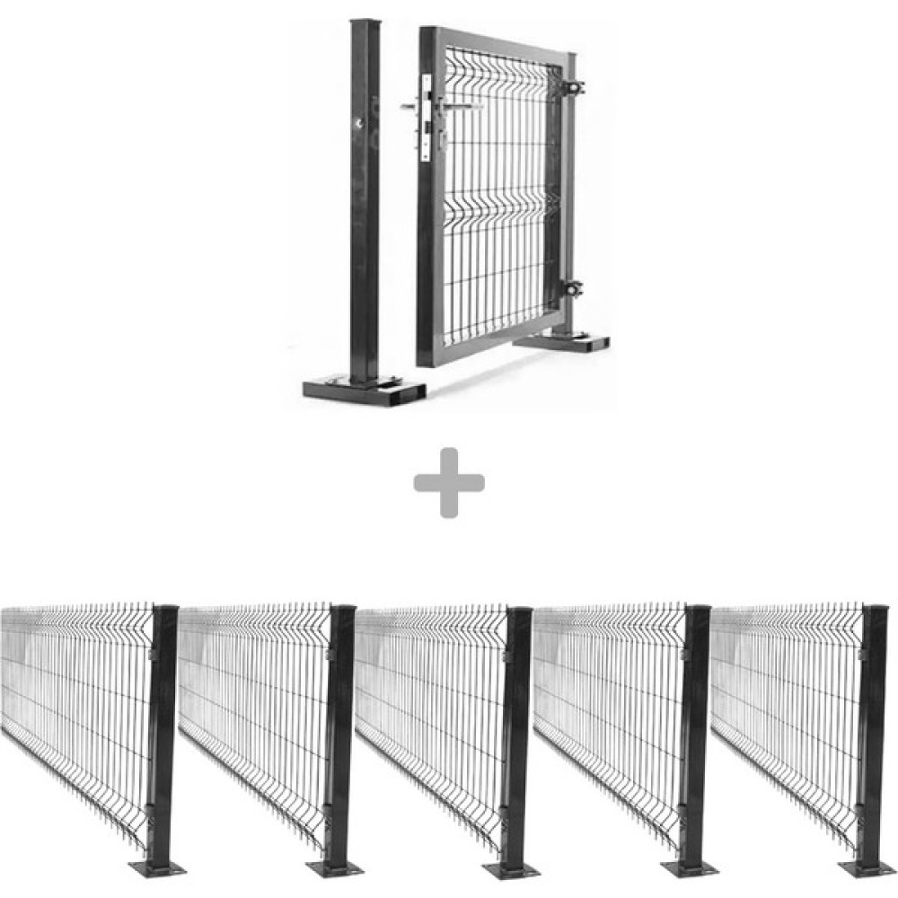 Panel Çit Market Pcm 5'li Panel Çit Takım 100X250 cm Antrasit (12.5 Mt)+Panel Çit Kapı Göbek Kilitli 100X100 cm Bahçe Çiti Fiyatı