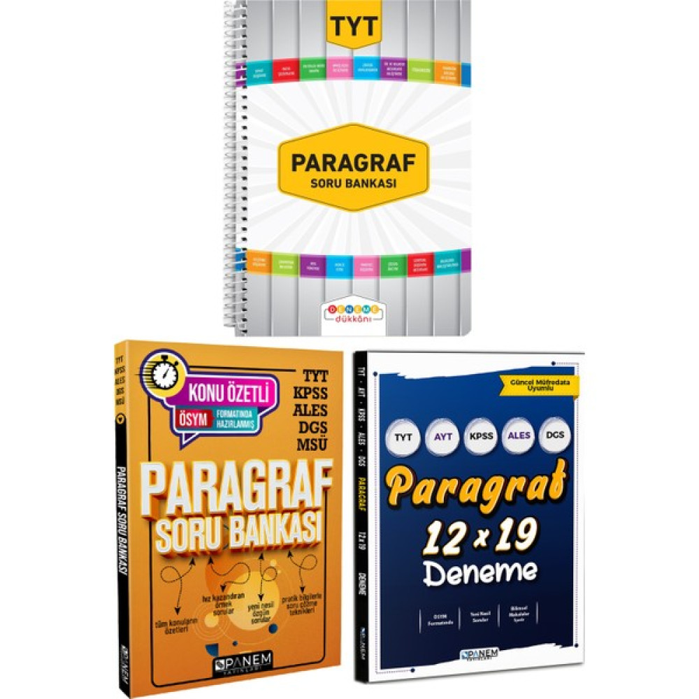 Panem Yayınları TYT Deneme Dükkanı Paragraf Soru Bankası + Panem Paragraf Soru Bankası + 12X19 Deneme Temel Yeterlilik Testi (TYT) Fiyatı