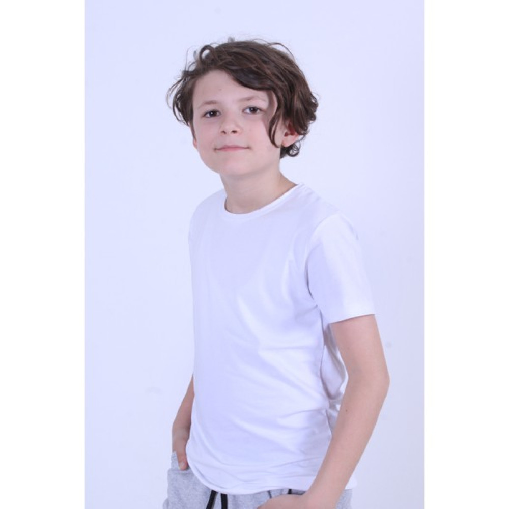 Panio Kids Basic Bisiklet Yaka %100 Pamuk Düz Unisexs Çocuk T-Shirt Kız Çocuk T-shirt Fiyatı
