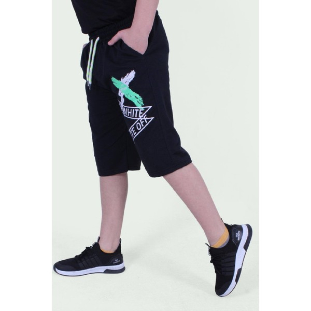 Panio Kids Erkek Çocuk Kargo Cepli Off White Yazı Baskılı Kapri Erkek Çocuk Capri / Kapri Fiyatı