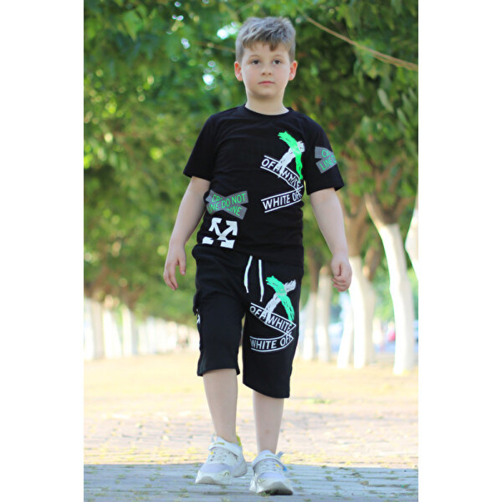Panio Kids Off White Yazı Baskılı Kaprili Erkek Alt-Üst Takımı Kız Çocuk Giyim Takımı Fiyatı