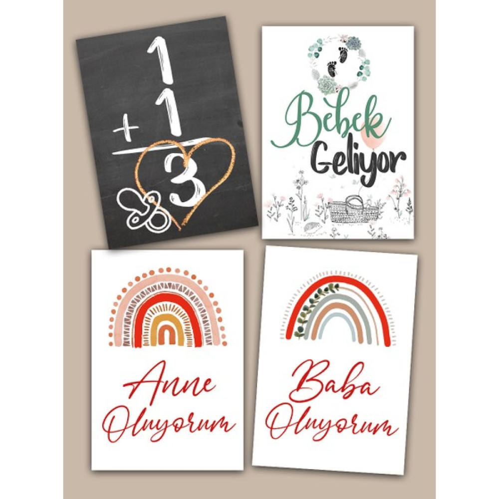 Pankart Evi 4 Adet Anne Oluyorum Baba Oluyorum Bebek Çekim Anı Kartları Defter & Kağıt Ürünleri Fiyatı